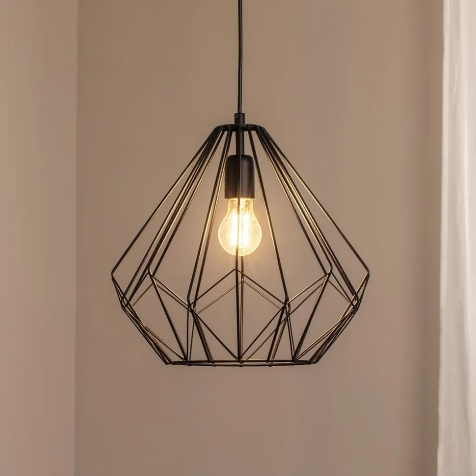 Hængelampe Diamond, sort, metal, Ø 37 cm, E27