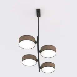 Hængelampe Drumz 4, brun, stof/stål, længde 80 cm, E14