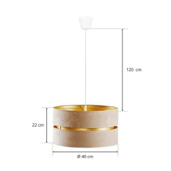 Hængelampe Duo, beige/guld, Ø40cm, 1 lyskilde