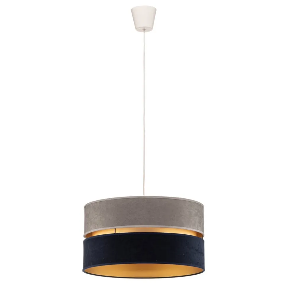 Hængelampe Duo marineblå/grå/guld Ø40cm 1flammig