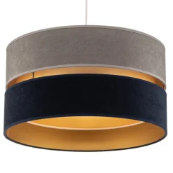 Hængelampe Duo marineblå/grå/guld Ø40cm 1flammig