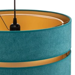 Hængelampe Duo, turkis/guld, Ø40cm, 1 lyskilde