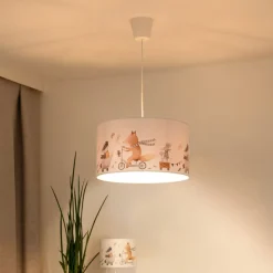 Hængelampe Ferdi Kids, tekstil, hvid, farvet
