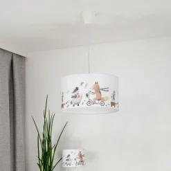 Hængelampe Ferdi Kids, tekstil, hvid, farvet