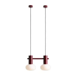 Hængelampe Flo, rød, 2 lyskilder, glas