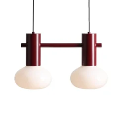 Hængelampe Flo, rød, 2 lyskilder, glas