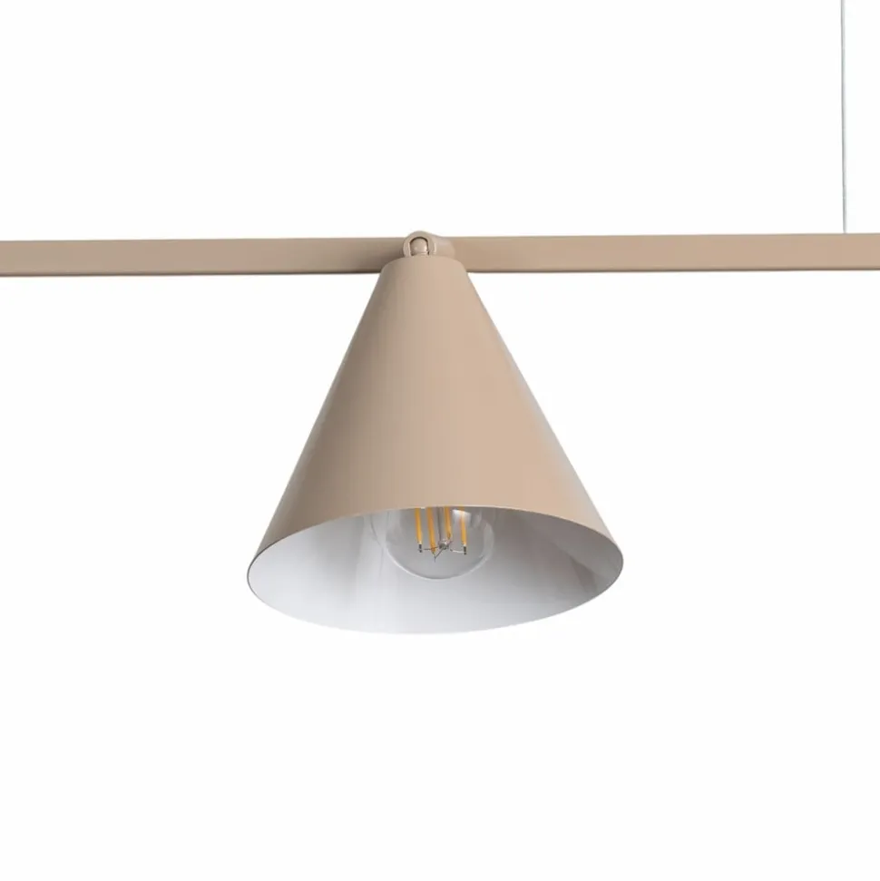 Hængelampe Form 4, beige, metal, 4 lyskilder, kegle, E27
