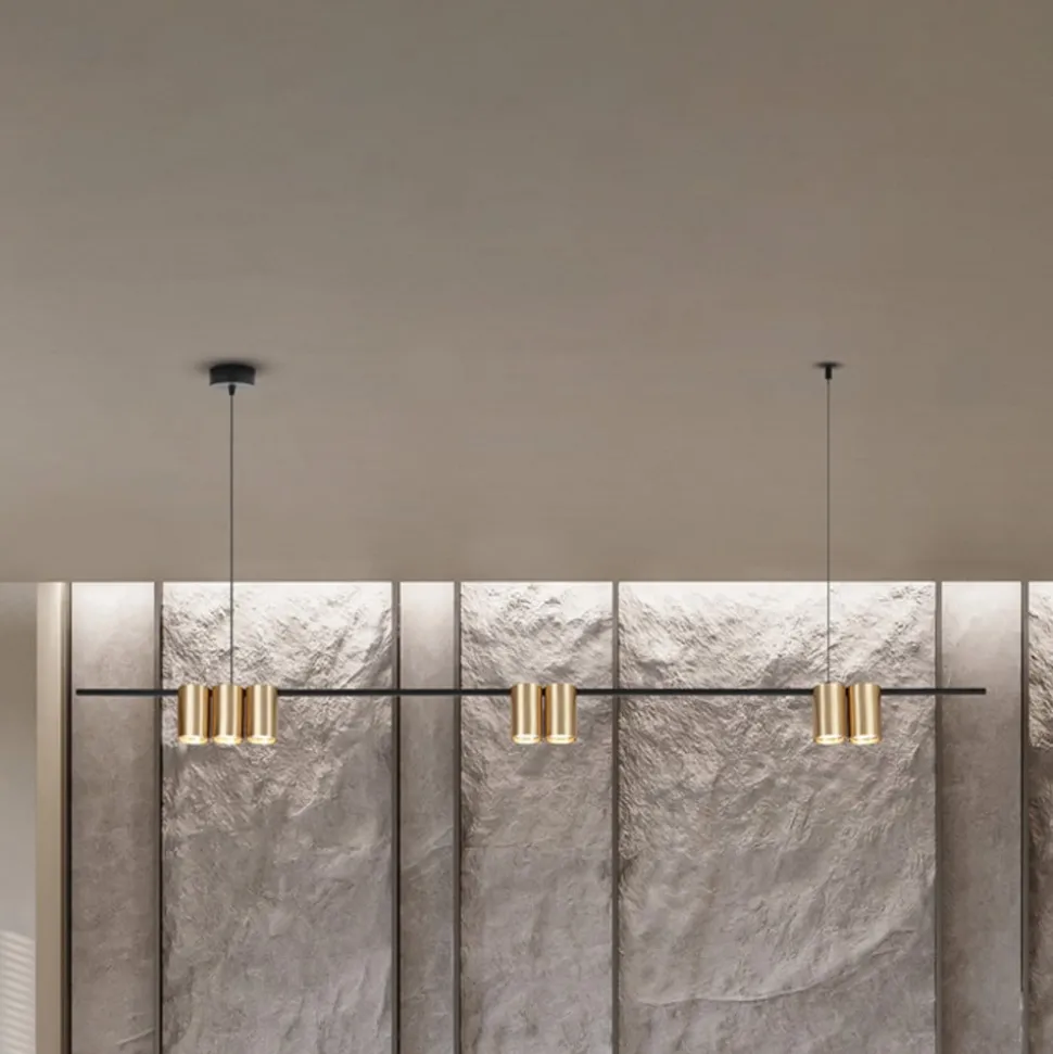 Hængelampe Genesis, aluminium sort/guld, 7 x GU10, længde 150 cm