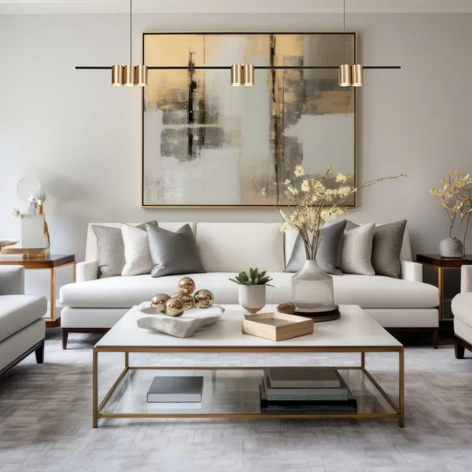 Hængelampe Genesis, aluminium sort/guld, 7 x GU10, længde 150 cm