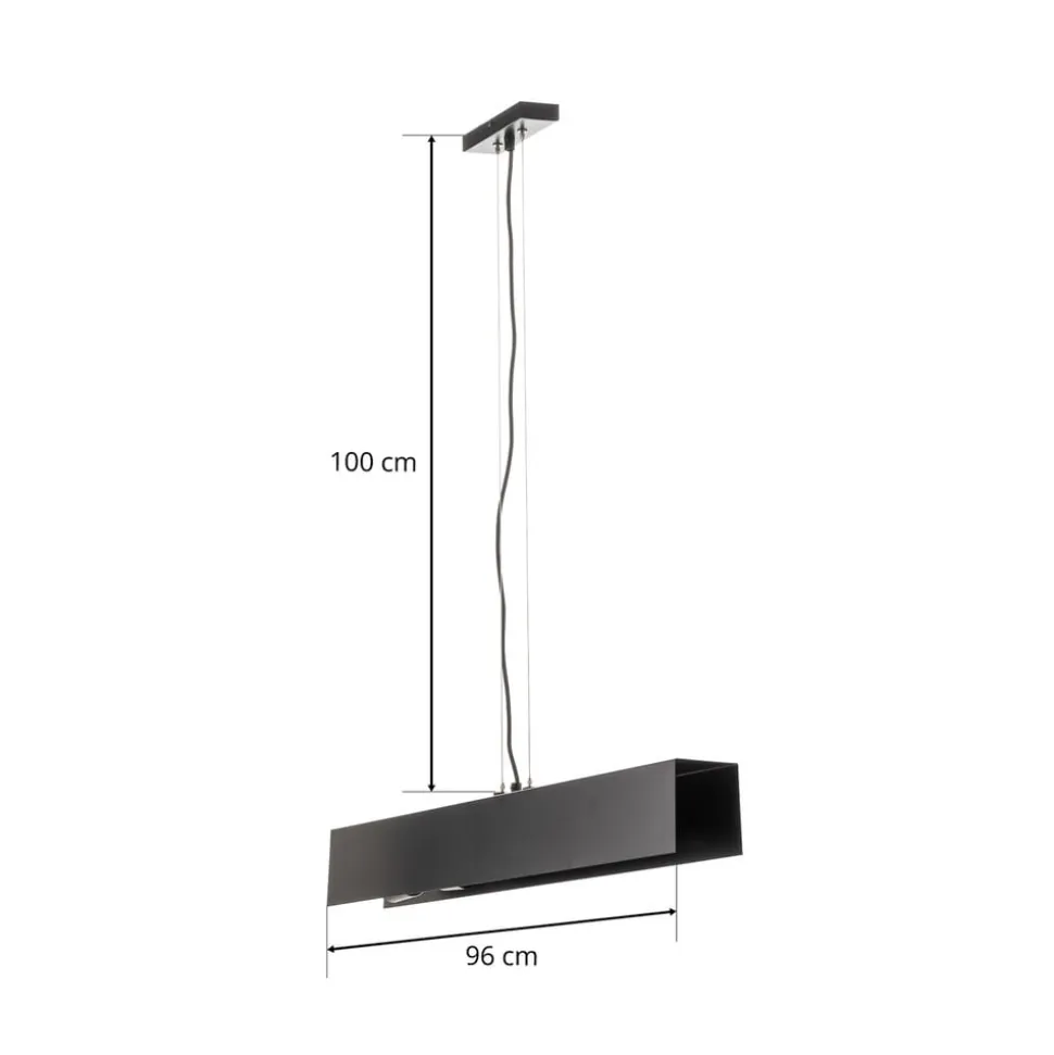 Hængelampe Gentor 4, længde 96 cm i sort