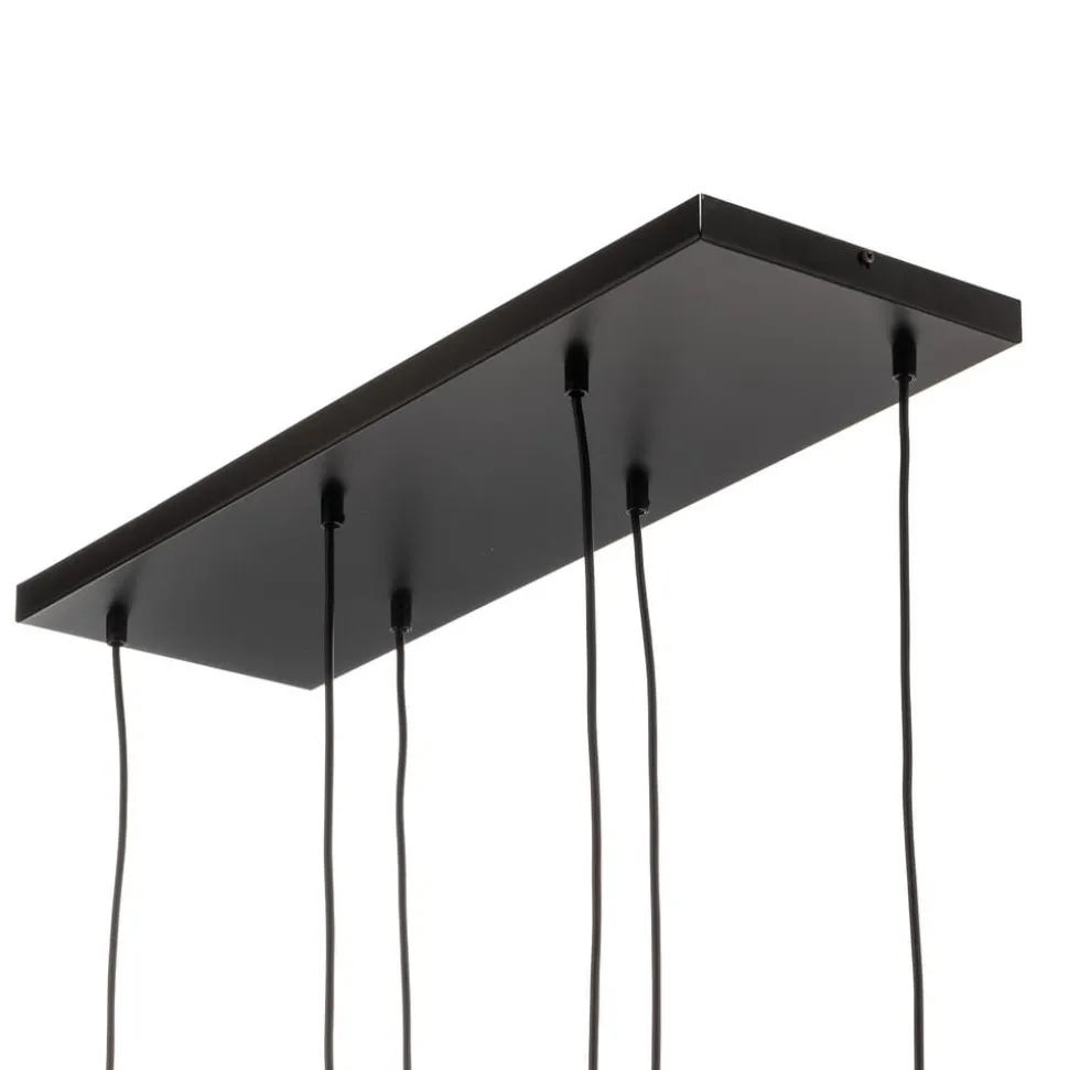 Hængelampe Glassy, 6 lyskilder, sort, grafit, glas, 75 cm