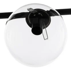 Hængelampe Glassy, 8 lyskilder, sort, klar, glas, E14