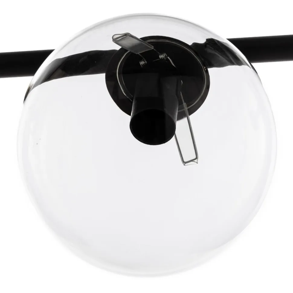 Hængelampe Glassy, 8 lyskilder, sort, klar, glas, E14