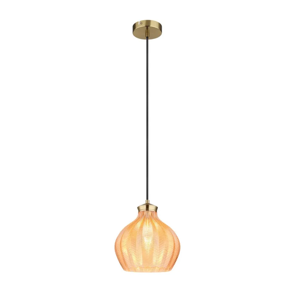 Hængelampe Jessica, Ø 22 cm, ravfarvet, glas