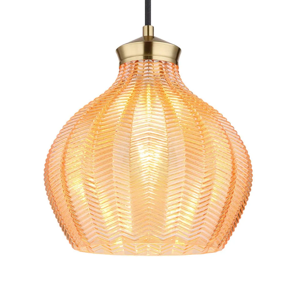 Hængelampe Jessica, Ø 22 cm, ravfarvet, glas