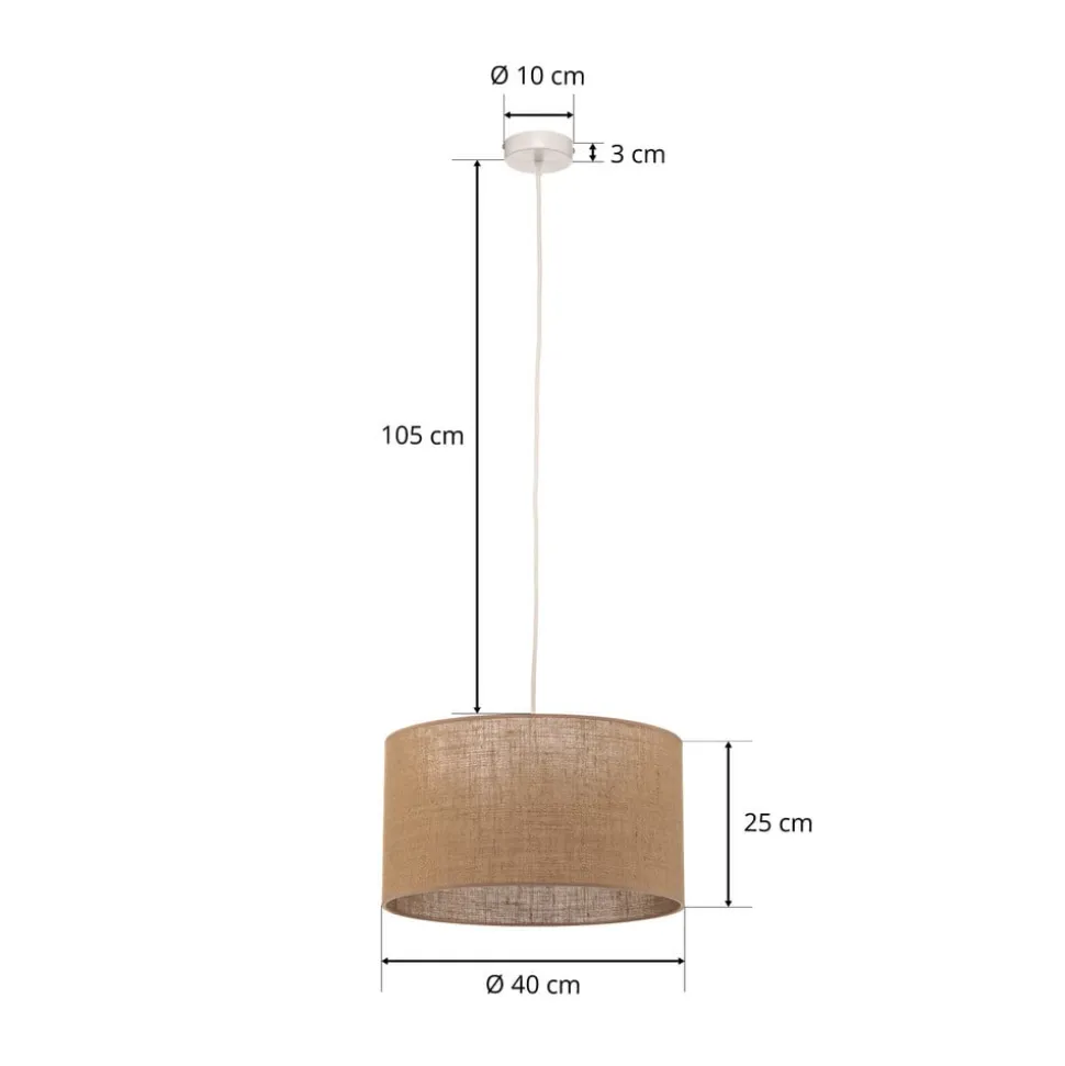 Hængelampe Jute cylinder naturbrun Ø40cm 1 lyskilde.