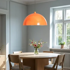 Hængelampe Kure, orange, metal, Ø 60 cm, E27