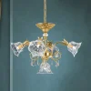 Hængelampe La Boheme, guld, 5 lyskilder, krystalglas