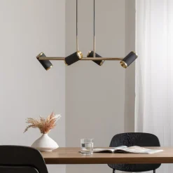Hængelampe Lume sort/guld antik længde 66 cm 4 lyskilder metal
