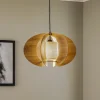 Hængelampe Modern C M med trælameller Ø 50 cm