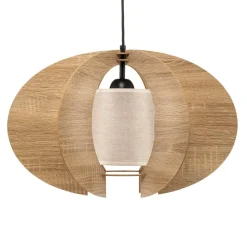 Hængelampe Modern C M med trælameller Ø 50 cm