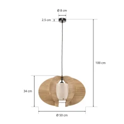 Hængelampe Modern C M med trælameller Ø 50 cm