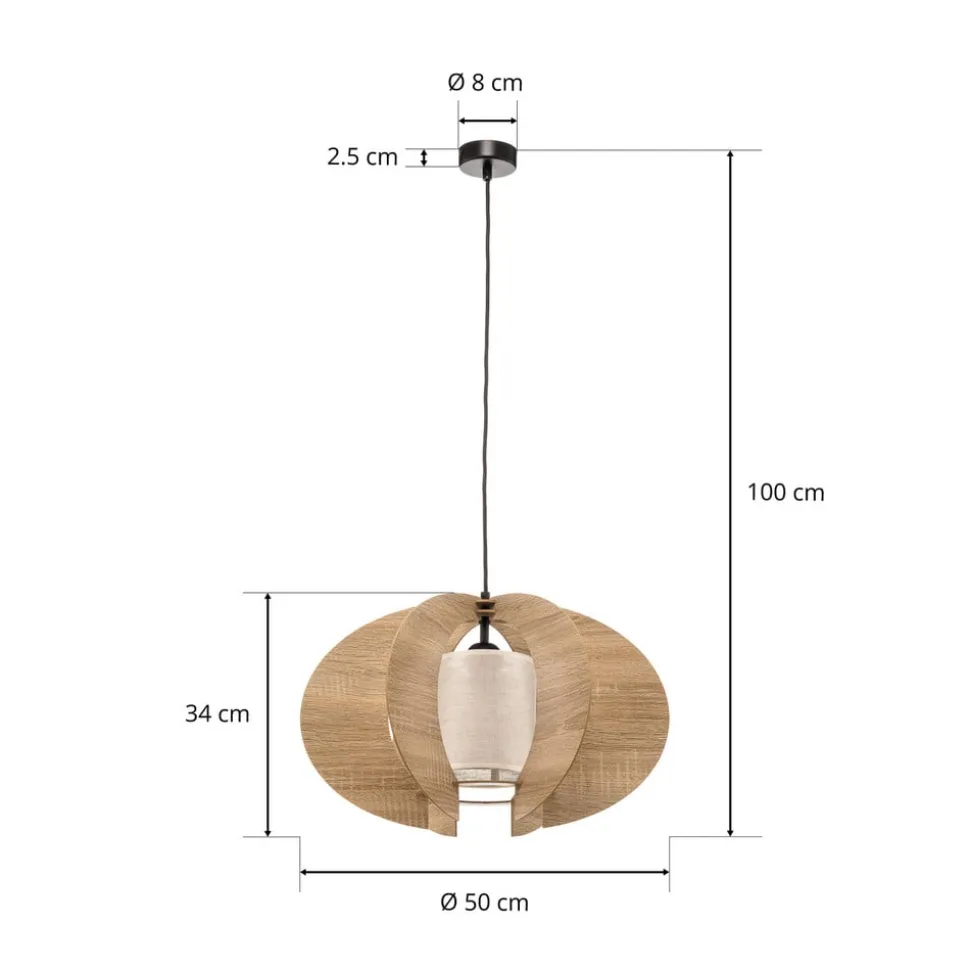 Hængelampe Modern C M med trælameller Ø 50 cm
