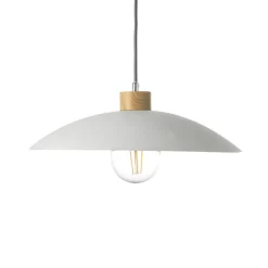 Hængelampe OHANA, opalglas, egetræ, Ø 40 cm, E27
