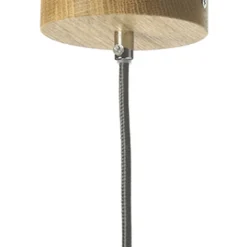 Hængelampe OHANA, opalglas, egetræ, Ø 40 cm, E27