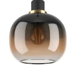 Hængelampe Oilella, sortbrun, længde 95 cm, glas, 3 lyskilder.