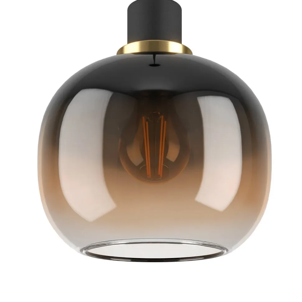 Hængelampe Oilella, sortbrun, længde 95 cm, glas, 3 lyskilder.