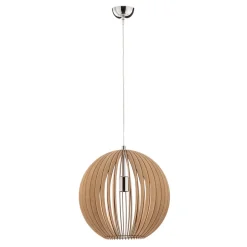 Hængelampe Paz af trælameller Ø 42 cm, krom