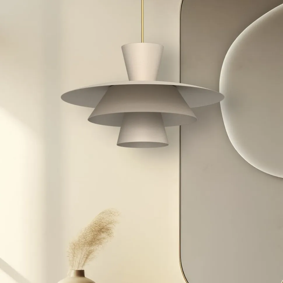 Hængelampe Plato, beige, metal, Ø 38 cm, E27