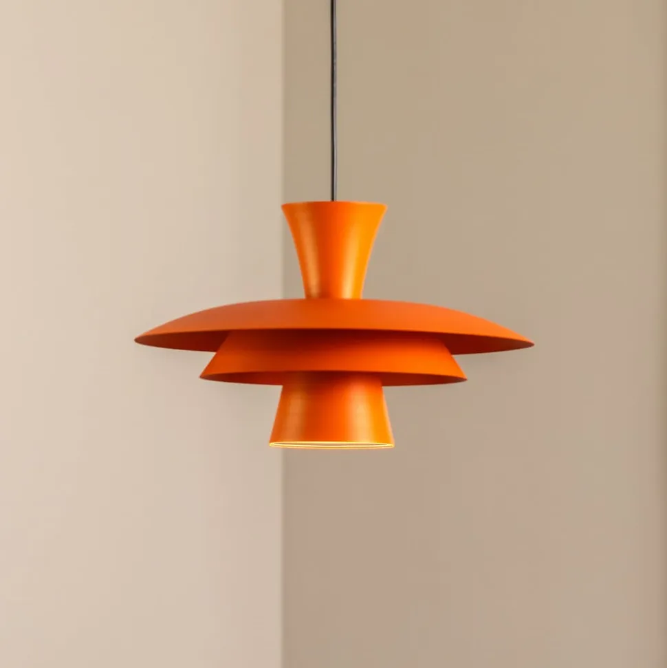 Hængelampe Plato, orange, metal, Ø 38 cm, E27