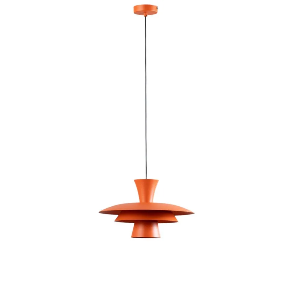Hængelampe Plato, orange, metal, Ø 38 cm, E27
