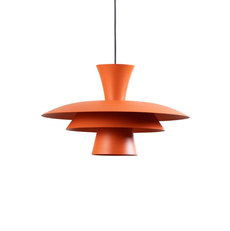 Hængelampe Plato, orange, metal, Ø 38 cm, E27