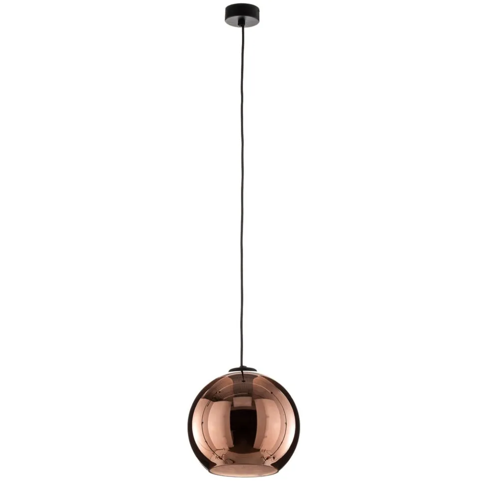 Hængelampe Polaris, spejlet glas, kobber