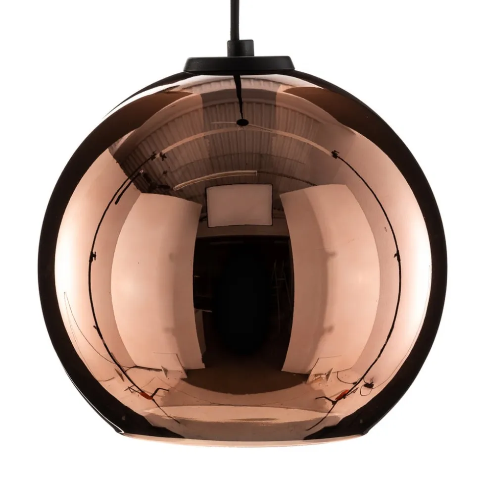 Hængelampe Polaris, spejlet glas, kobber