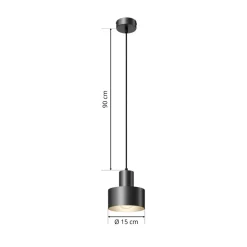 Hængelampe Rif i metal, sort, Ø 15 cm