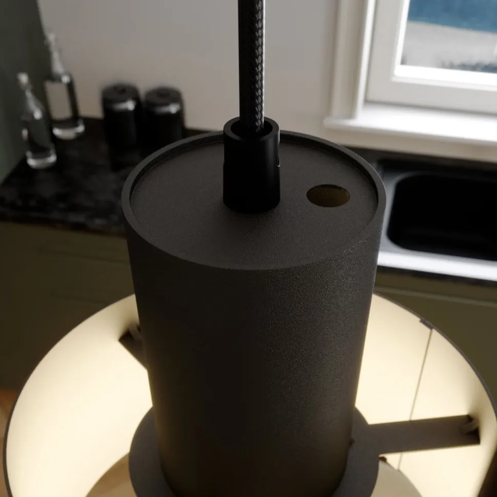 Hængelampe Rif, rund med 3 lyskilder, sort