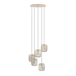 Hængelampe Romazzina, sandfarvet, stål, Ø 50 cm, 5 lyskilder.