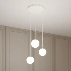 Hængelampe Royal, 3 lyskilder, opal hvid/hvid, glas, E14
