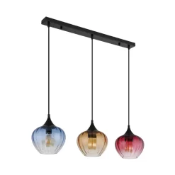 Hængelampe Sander, længde 80 cm, farvet, glas, 3 lyskilder.