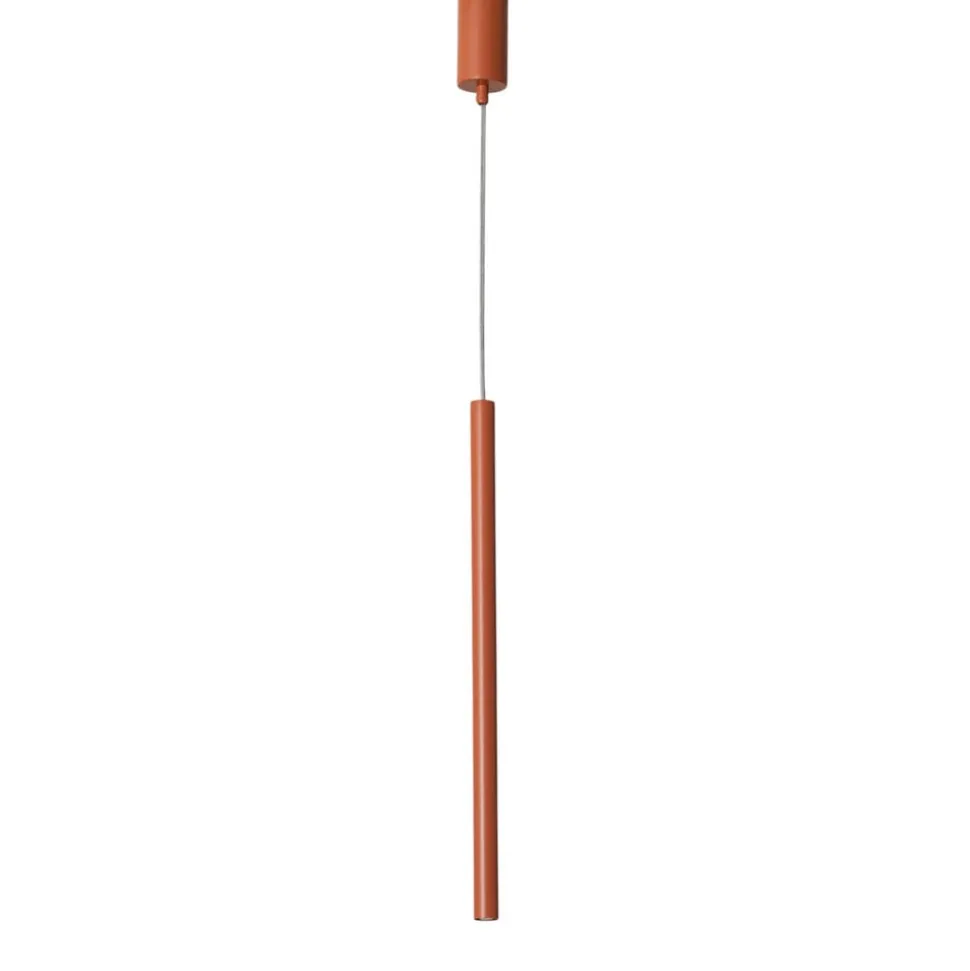 Hængelampe Sopel 1, teglrød, 1 lyskilde, stål, Ø 5 cm