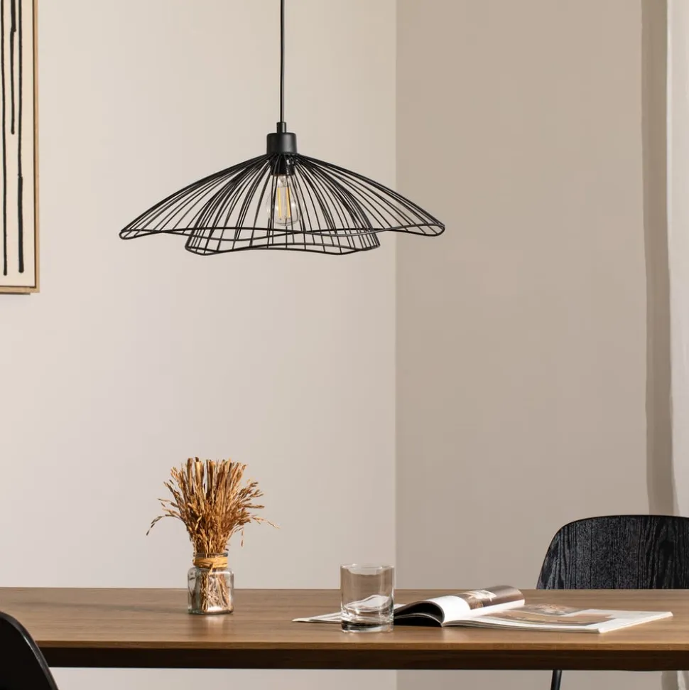 Hængelampe Tel, sort, metal, Ø 50 cm, metal
