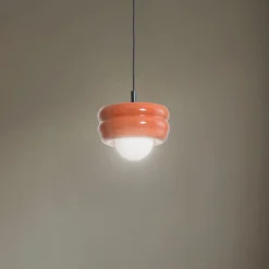 Hængelampe Tina, terrakotta/opal, glas, Ø 19 cm