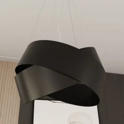 Hængelampe Vieno af sorte stålringe