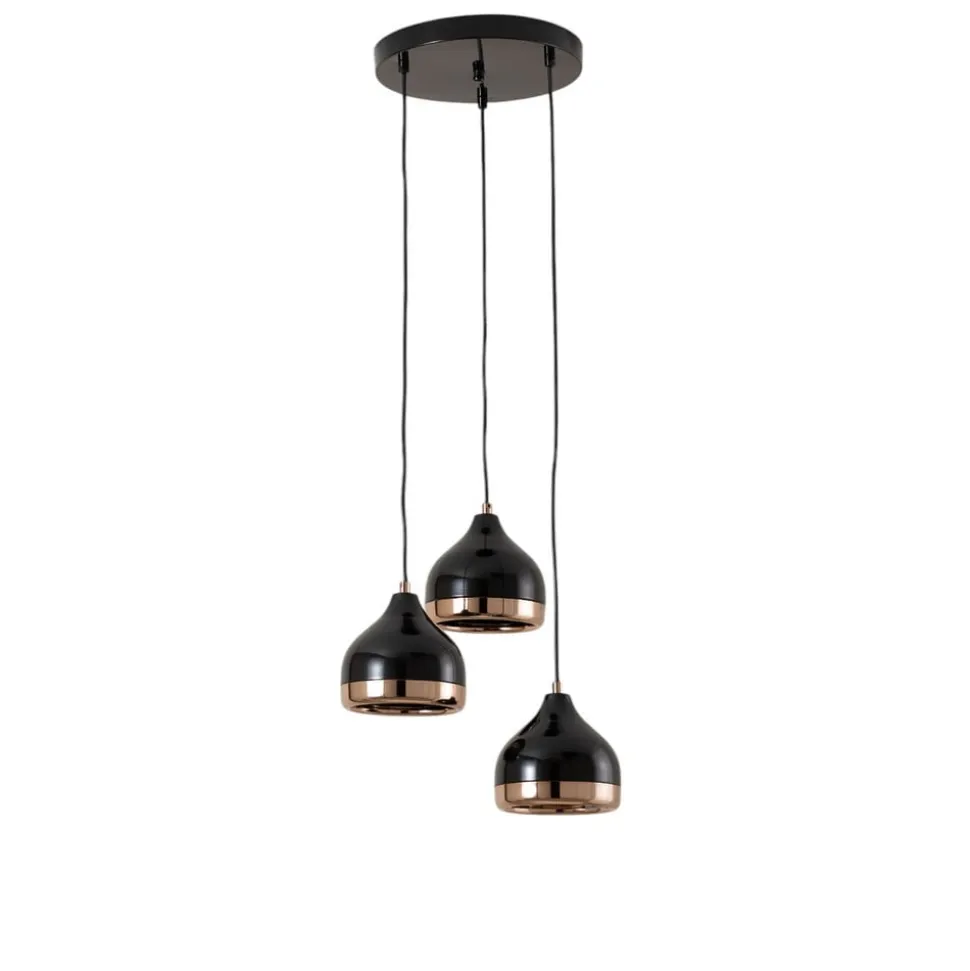 Hængelampe Yildo 6871 3 lyskilder rondel sort/kobber