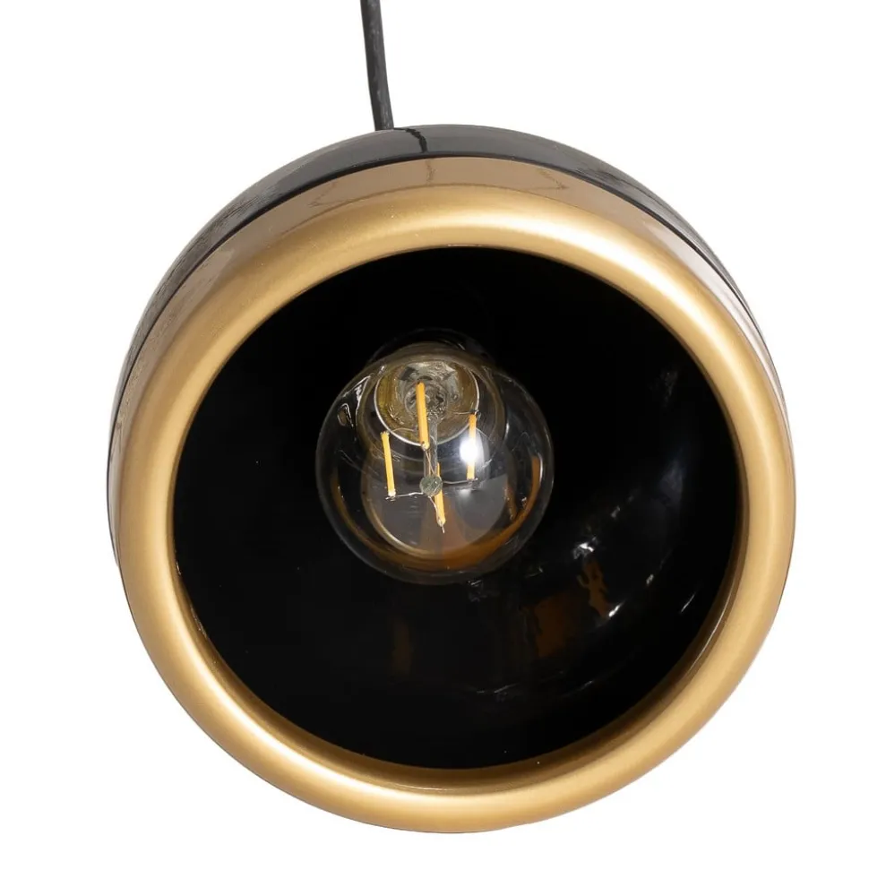 Hængelampe Yildo, 5 lyskilder, rund, sort/guld, Ø43 cm