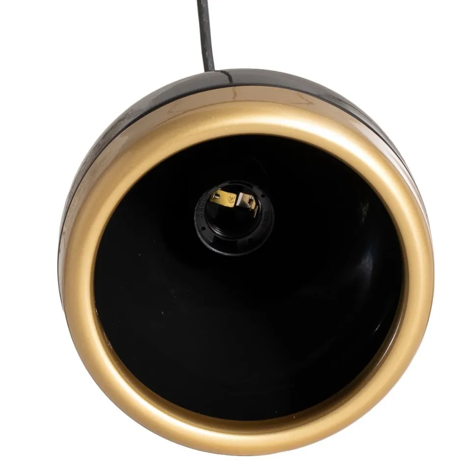 Hængelampe Yildo, 5 lyskilder, rund, sort/guld, Ø43 cm